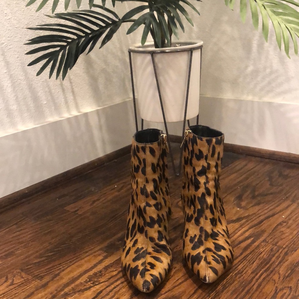 Faux Pony Hair Leopard Booties